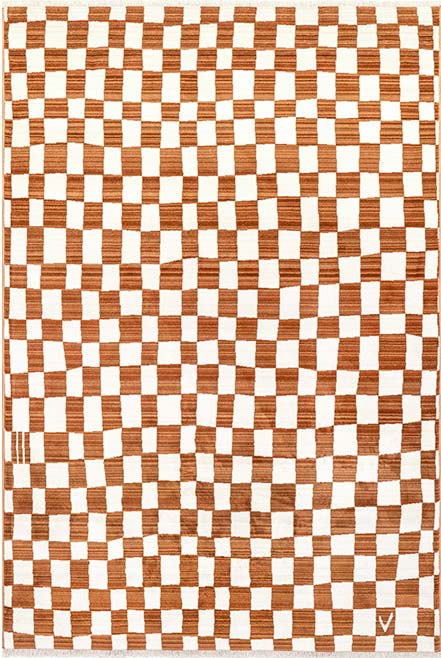 Orange Rasali Checkered Rug