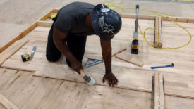 moisture testing the subfloor and wood flooring