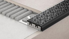 Schluter TREP V anodized aluminum profile with a PVC tread